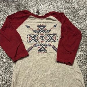 Cinch Red and Gray Graphic Raglan Shirt
